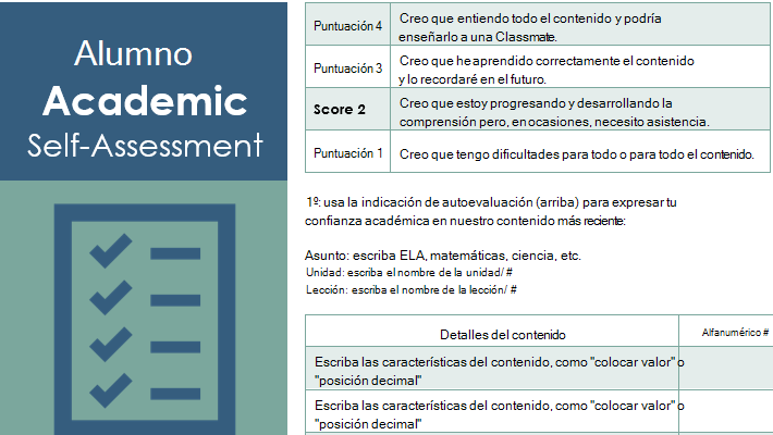 Captura de pantalla de una plantilla de evaluación automática