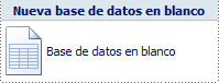 Botón Base de datos en blanco