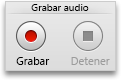 Vista Diseño del Bloc de notas, ficha Notas de audio, grupo Grabar audio