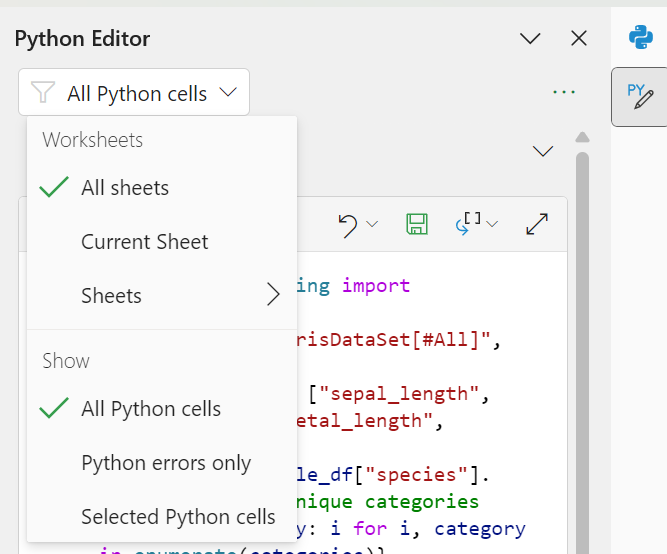 Use el filtro de la parte superior del panel de tareas para restringir el contenido.