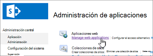 Abrir la configuración de la aplicación web