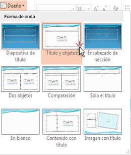 Elegir y aplicar un diseño a una diapositiva