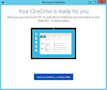 Captura de pantalla de la página de finalización del asistente para la instalación del cliente de sincronización de siguiente generación de OneDrive para la Empresa