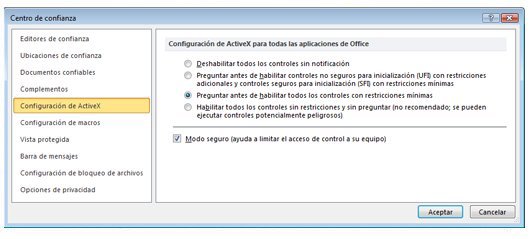 Habilitar o deshabilitar la de ActiveX en archivos de Office - Soporte de Microsoft