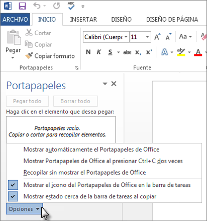 Copiar y pegar con el Portapapeles de Office - Soporte técnico de Microsoft