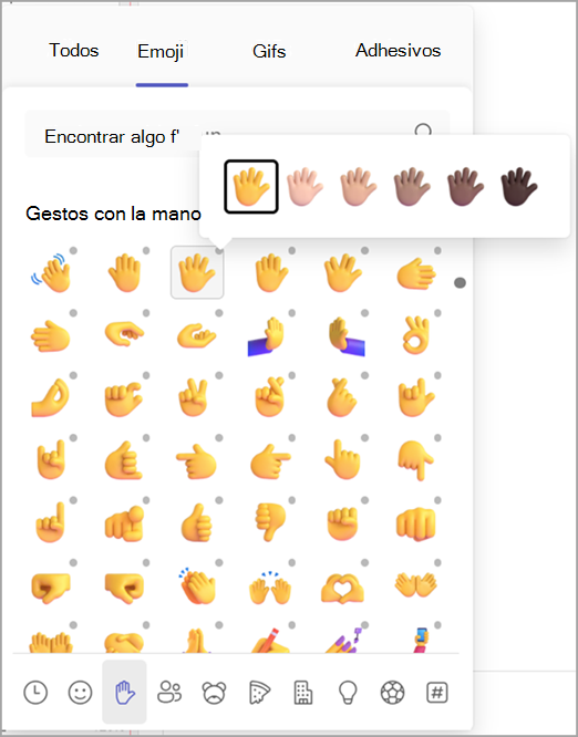 Captura de pantalla que muestra cómo cambiar el tono de piel de los emojis