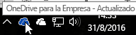 Captura de pantalla que muestra el cursor al pasar el ratón por encima del icono azul de OneDrive, con el texto OneDrive para la Empresa.