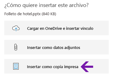 Opción de impresión de archivo en OneNote para Windows 10