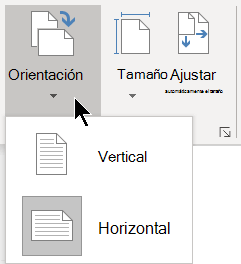 En la pestaña Diseño, el menú Orientación le permite seleccionar Orientación vertical u horizontal para una página de Visio.