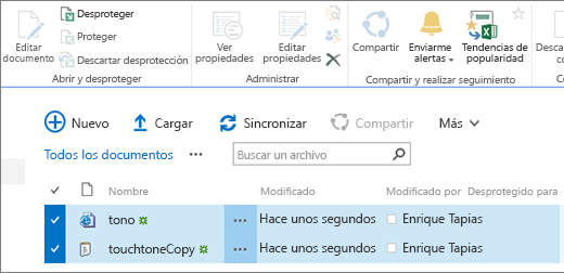 Sección de edición de la cinta de opciones con dos elementos seleccionados en una lista