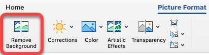 La opción Quitar imagen se encuentra en la pestaña Formato de imagen de Office aplicaciones.