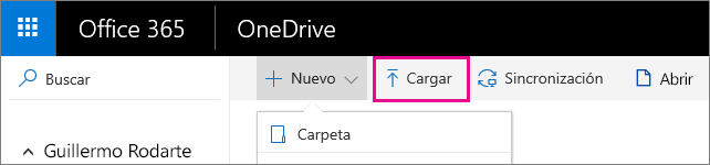 Cargar archivos en OneDrive para la Empresa.