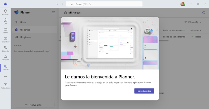 Captura de pantalla de cómo acceder a Planner en Teams.