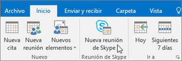 Programar una reunión de Skype Empresarial