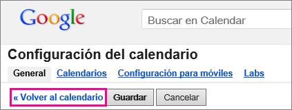 google calendar - haga clic para volver al calendario