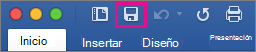 El icono Guardar está resaltado en la cinta de opciones en Word 2016 para Mac.