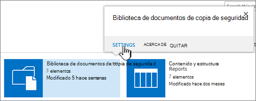 Configuración en el cuadro de diálogo