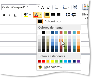 Paleta Color de fuente en la cinta