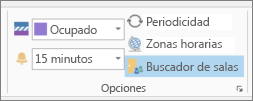 Botón Buscador de salas en Outlook 2013