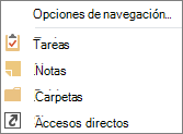 Elija Más (los tres puntos) en la barra de acceso rápido para ver las opciones de navegación