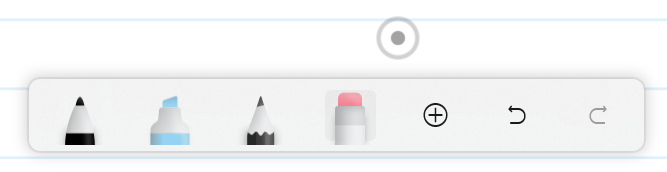 Captura de pantalla de la barra de herramientas con el borrador seleccionado en Microsoft Journal