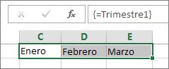 Asignar un nombre a constante de matriz - Excel