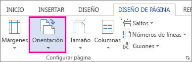 Opciones de orientación de página