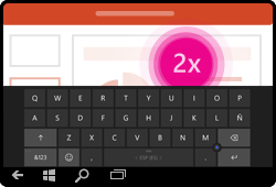 Gesto para activar el teclado en PowerPoint para Windows Mobile