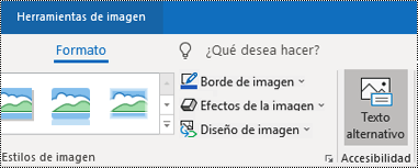 Botón Texto alternativo en la cinta de opciones de Outlook para Windows.