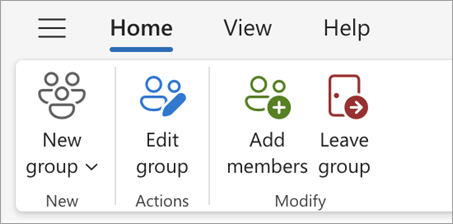 En Outlook, cuando vea el grupo de Microsoft 365, seleccione Editar grupo en la cinta de opciones.