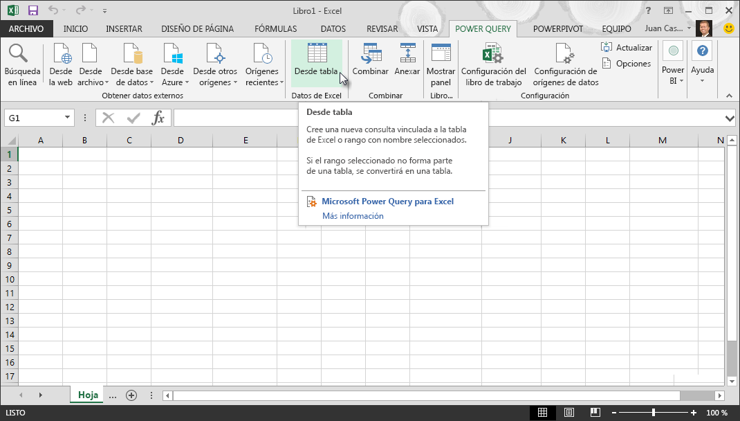 Conectar con una tabla de datos de Excel