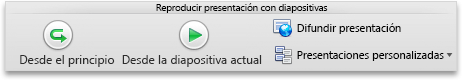 Ficha Presentación con diapositivas, grupo Ver presentación