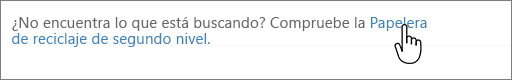 Vínculo de la papelera de reciclaje de segundo nivel de SharePoint 2016