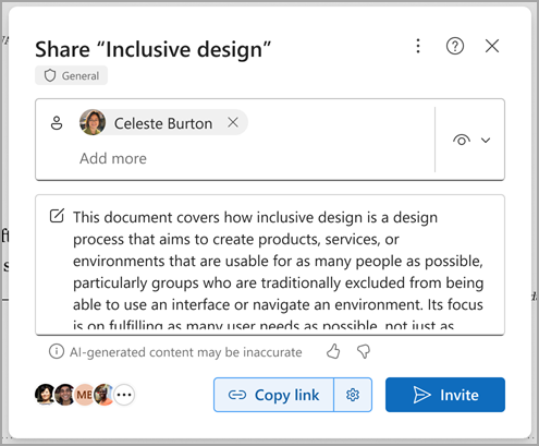 Compartir un documento de Word con un resumen creado por Copilot en Microsoft Word para la Web.