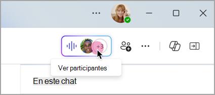 Seleccione el indicador de directo en un chat grupal para ver los participantes de la reunión instantánea.