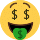 Emoticono de cara con boca de dinero