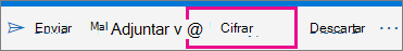 Outlook.com cinta de opciones con el botón Cifrar resaltado