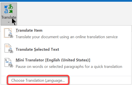 La opción Traducir