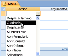Seleccionar una acción de macro
