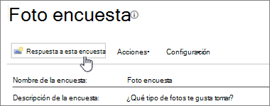 Captura de pantalla de la página de la encuesta con Responder a esta encuesta resaltado.