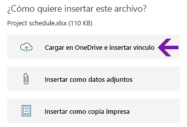 Opciones de inserción de archivos en OneNote para Windows 10