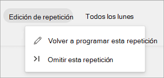 Captura de pantalla que muestra las opciones de edición de repetición de una lista de tareas periódicas programadas.