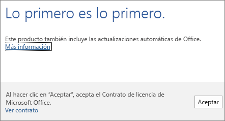 Acepte las condiciones del Contrato de licencia haciendo clic en Aceptar