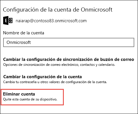 Eliminar una cuenta de correo de las aplicaciones Correo y Calendario -  Soporte técnico de Microsoft