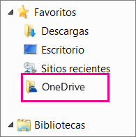 Carpeta OneDrive en Windows Explorer