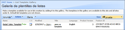 Galería de listas con una plantilla de lista