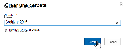Cuadro de diálogo Crear carpeta para una biblioteca