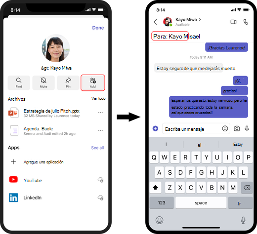 Crear y agregar personas a un chat grupal en iOS