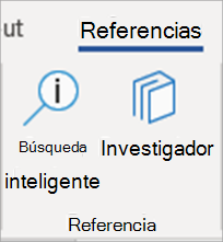 Botón Investigador en Word.