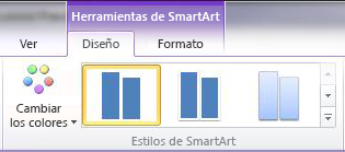 Grupo Estilos SmartArt de la pestaña Diseño en Herramientas de SmartArt